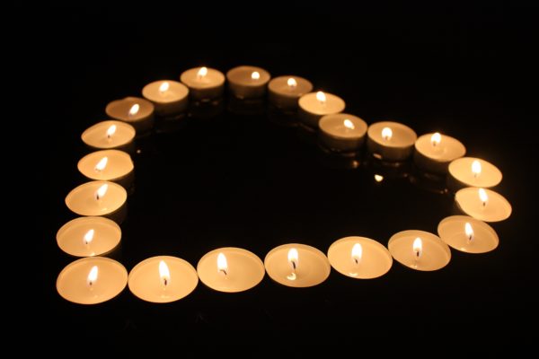 Candles in the shape of a heart